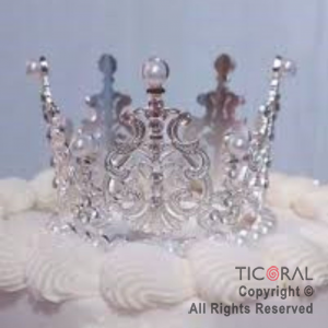 CORONITA METAL PARA DECORACION DE TORTAS PLATA 8 CM DIAMETRO x 1